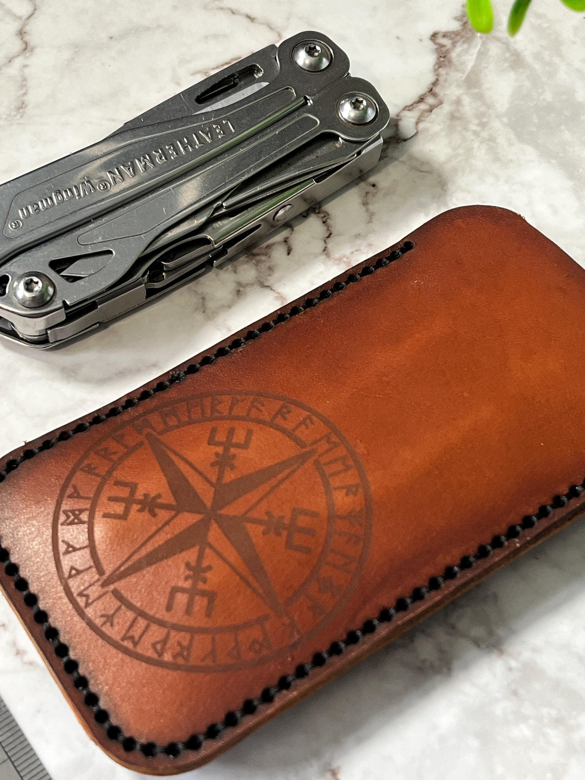 XL Handmade Leather Pocket Slip, Leather EDC Multitool Pouch.