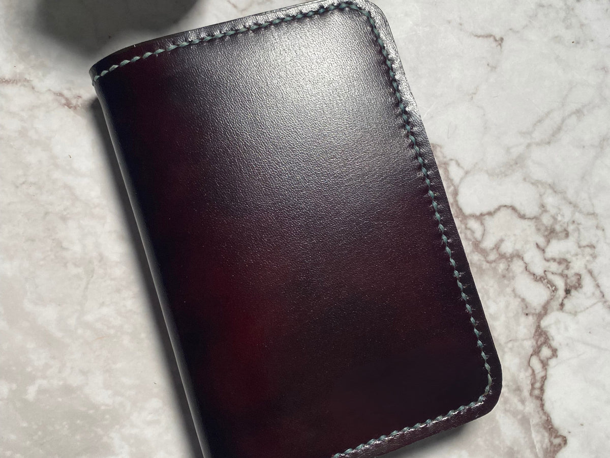 Handmade Mottled Wine Leather Passport Holder – Full Grain Travel Wallet