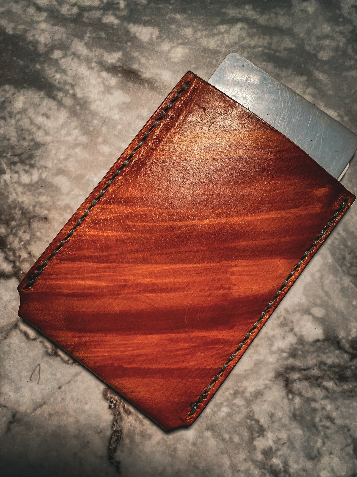 Minimalist Card Wallet Saddle Tan and Mahogany