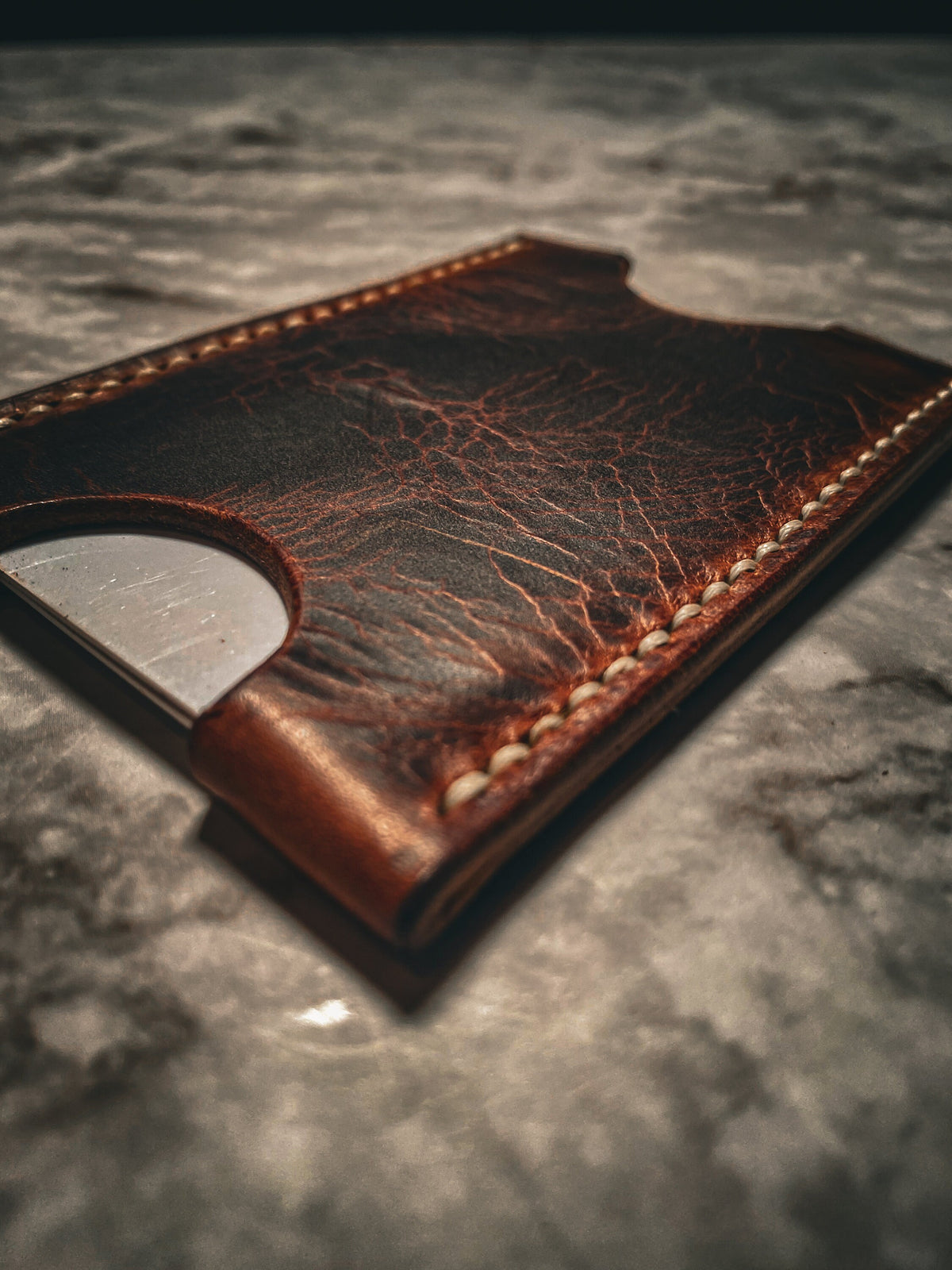 Minimalist Card Wallet in Worn Antique/ Fathersday Gifts/ Leather Card Holder.