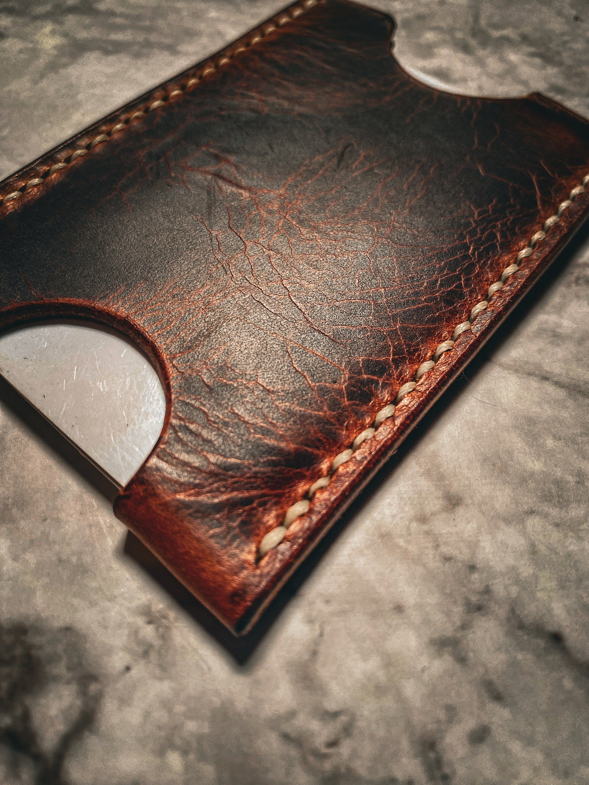 Minimalist Card Wallet in Worn Antique/ Fathersday Gifts/ Leather Card Holder.