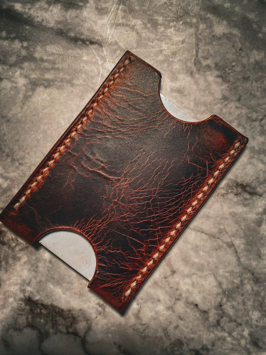 Minimalist Card Wallet in Worn Antique/ Fathersday Gifts/ Leather Card Holder.