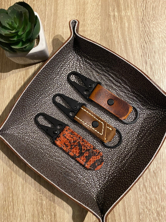 Handmade Leather Valet Tray – Waxed Rustic EDC Catchall