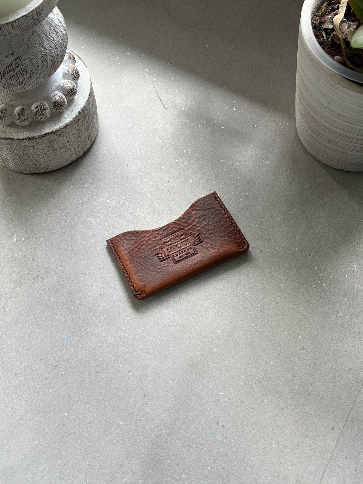 Handmade Leather Card Wallet – Hand Dyed & Hand Stitched – Slim Minimalist Wallet for 1–6 Cards – Gift for Him