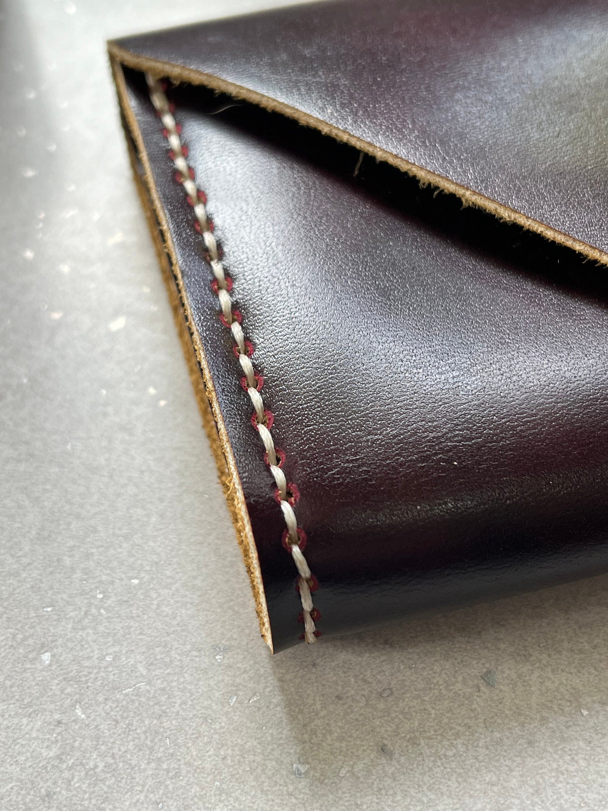 Handmade Leather Clutch Bag – Mottled Wine Full Grain Leather | Elegant Evening Bag | Artisan Minimalist Purse for Women