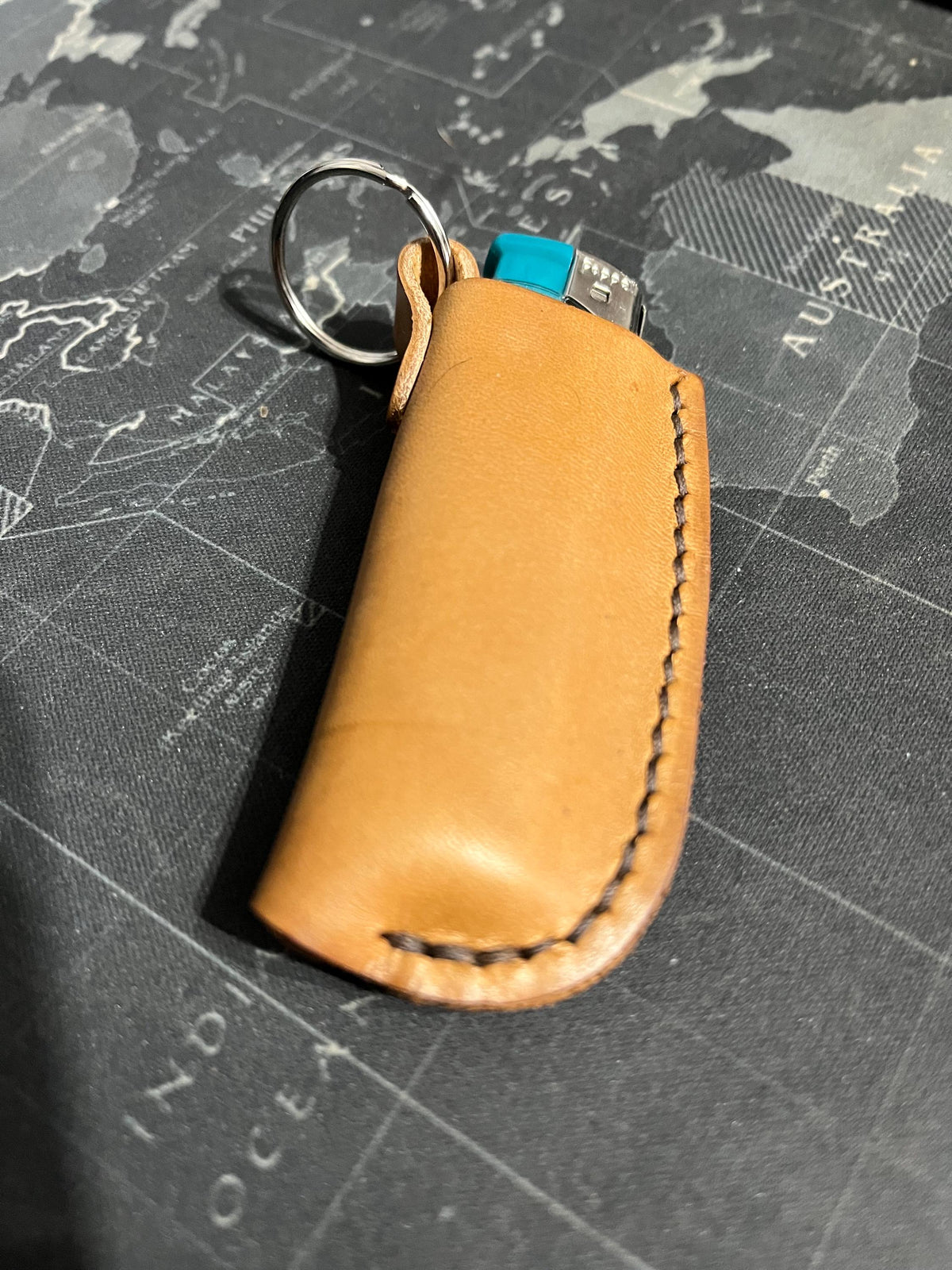 Handmade Leather Lighter Sheath Keychain – Customizable & Durable – Gift for Him – EDC Accessory