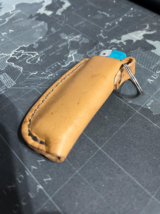 Handmade Leather Lighter Sheath Keychain – Customizable & Durable – Gift for Him – EDC Accessory