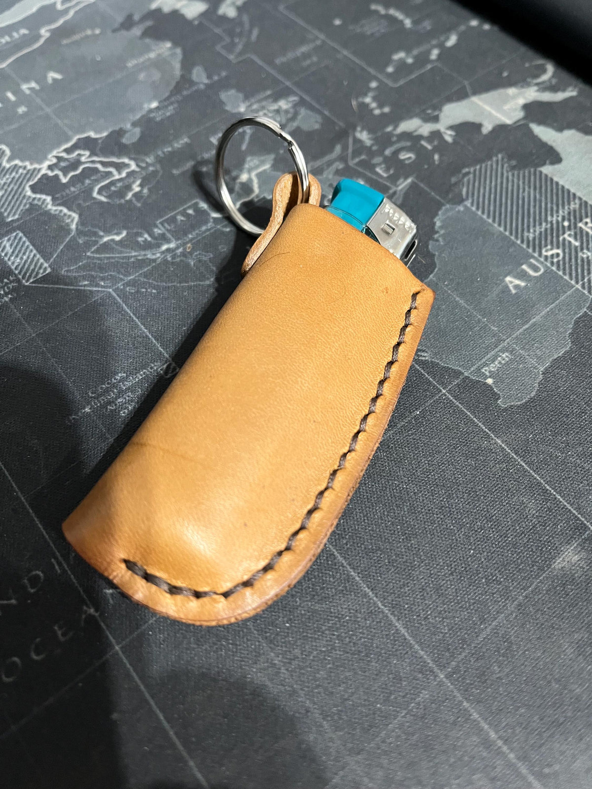 Handmade Leather Lighter Sheath Keychain – Customizable & Durable – Gift for Him – EDC Accessory