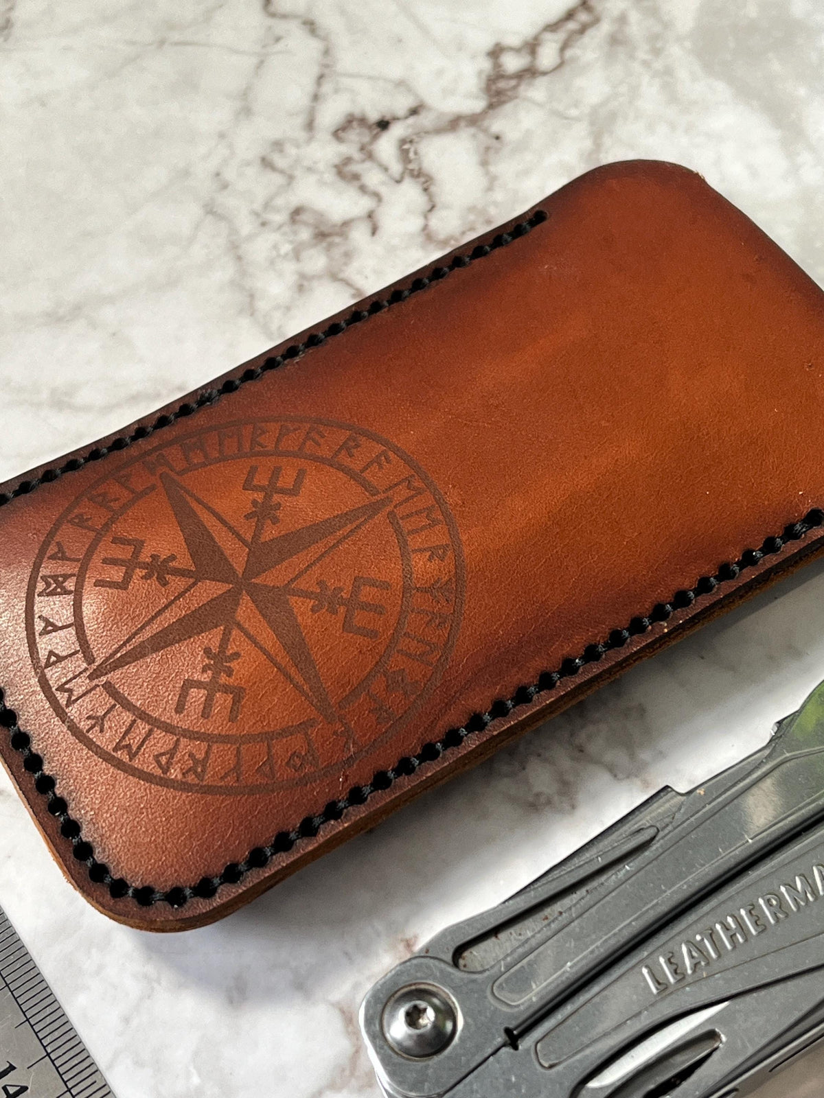 XL Handmade Leather Pocket Slip, Leather EDC Multitool Pouch.
