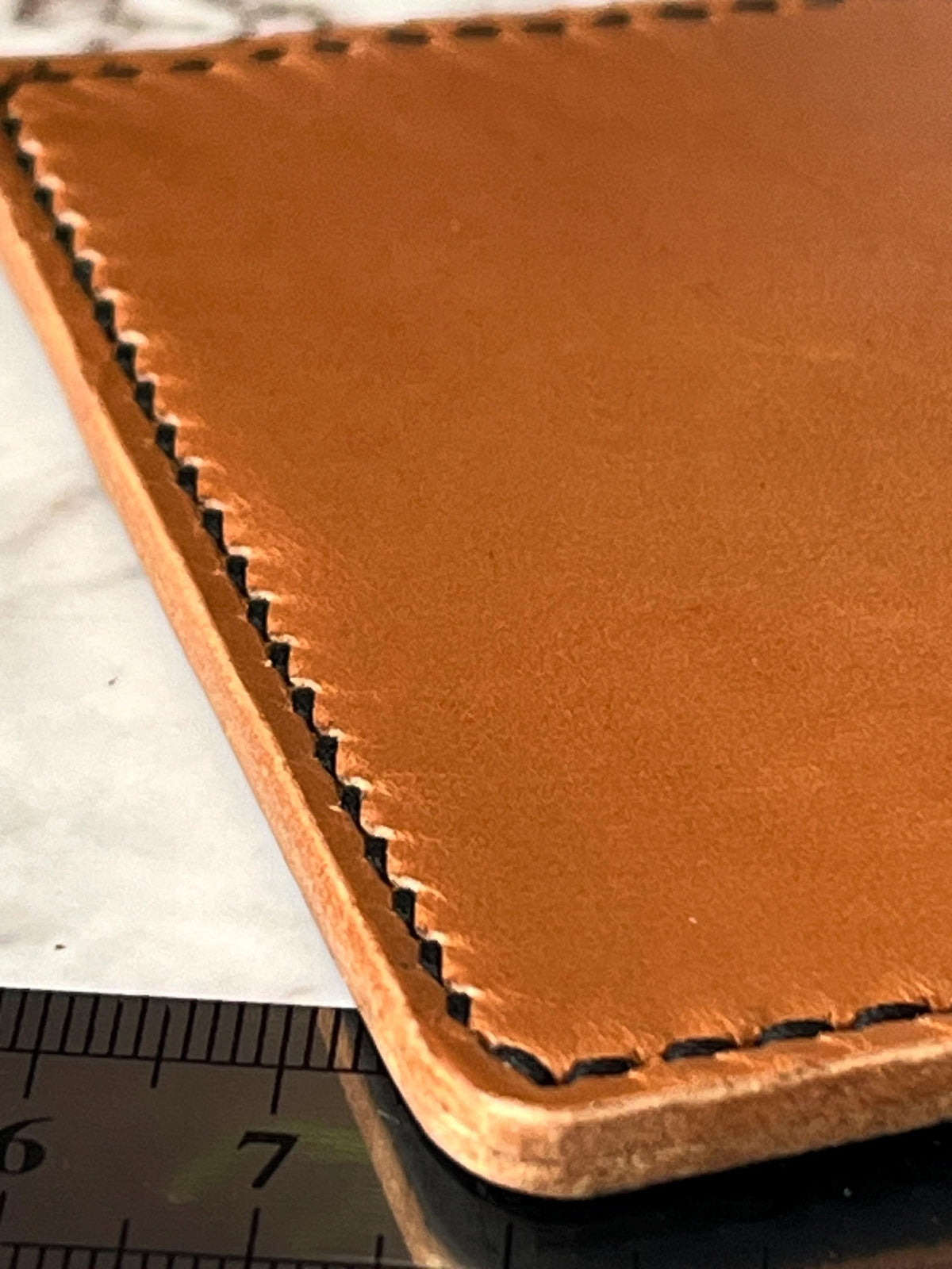 Handcrafted Bifold Leather Card Holder – stone blue and tan Leather, minimalist bifold leather wallet.