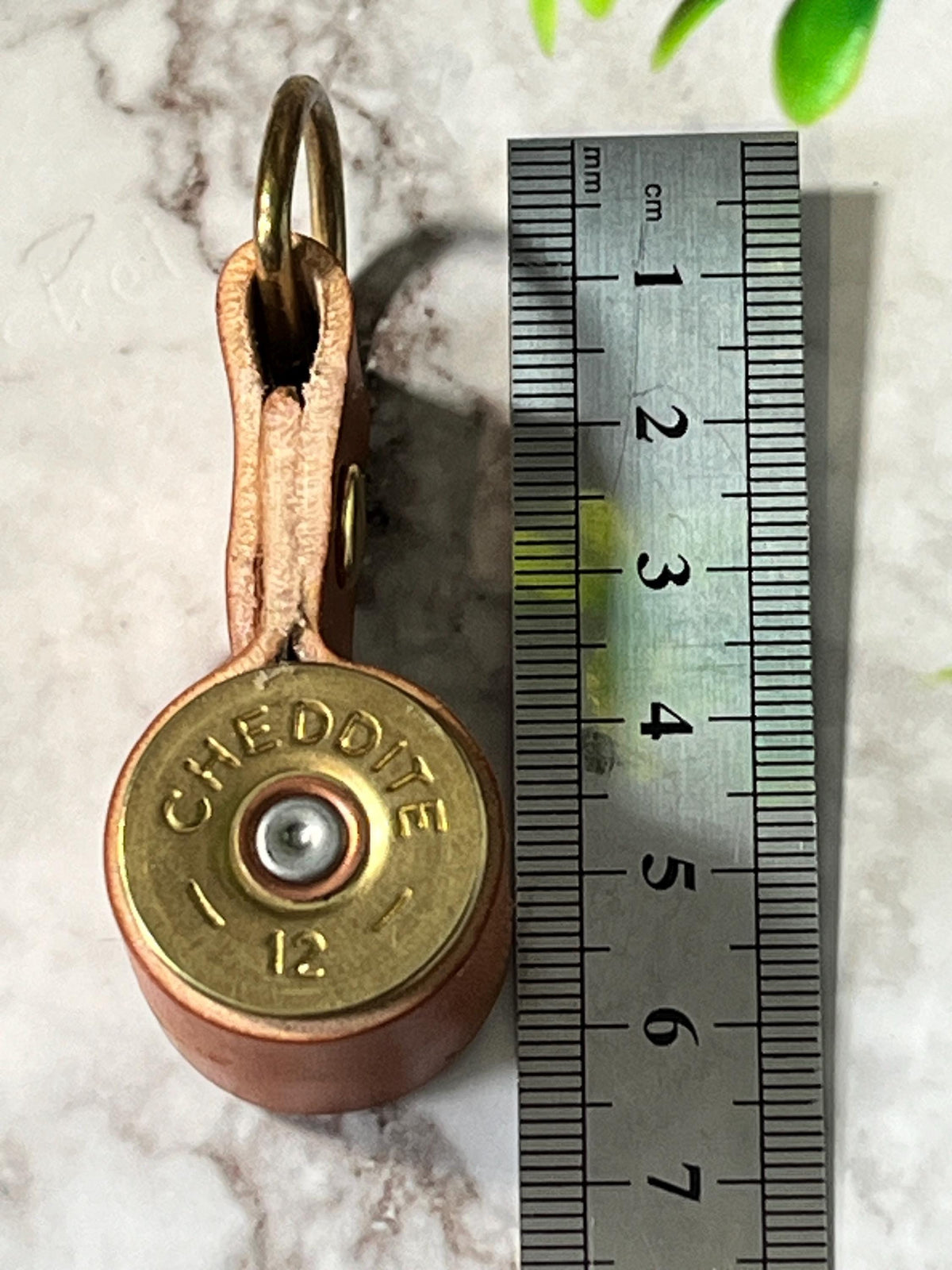 Handmade Shotgun Shell Leather Keyring | Upcycled Shotgun Cartridge Keychain | Brass Key Ring | Rustic Leather EDC Gift | Gift for Him