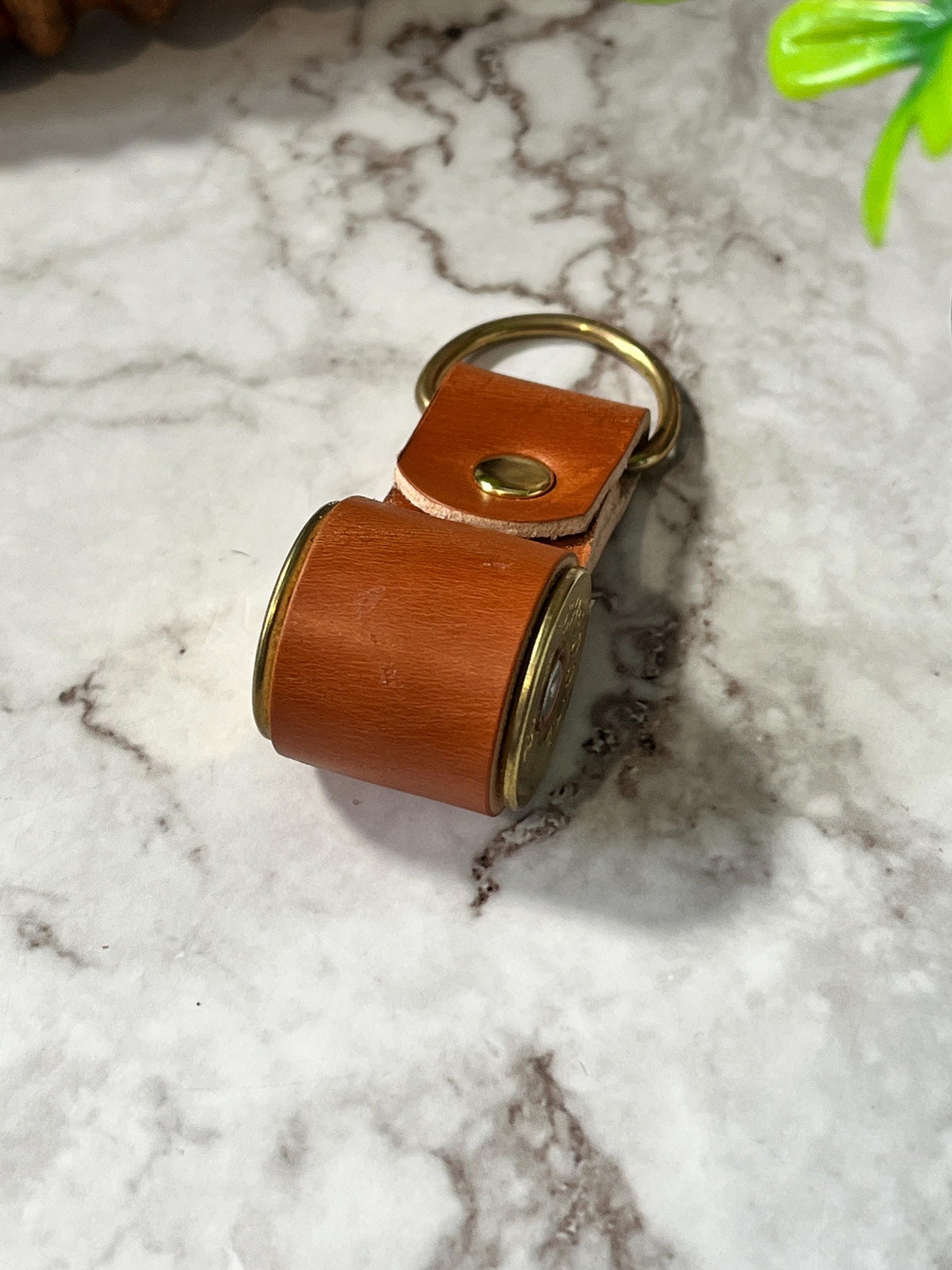 Handmade Shotgun Shell Leather Keyring | Upcycled Shotgun Cartridge Keychain | Brass Key Ring | Rustic Leather EDC Gift | Gift for Him