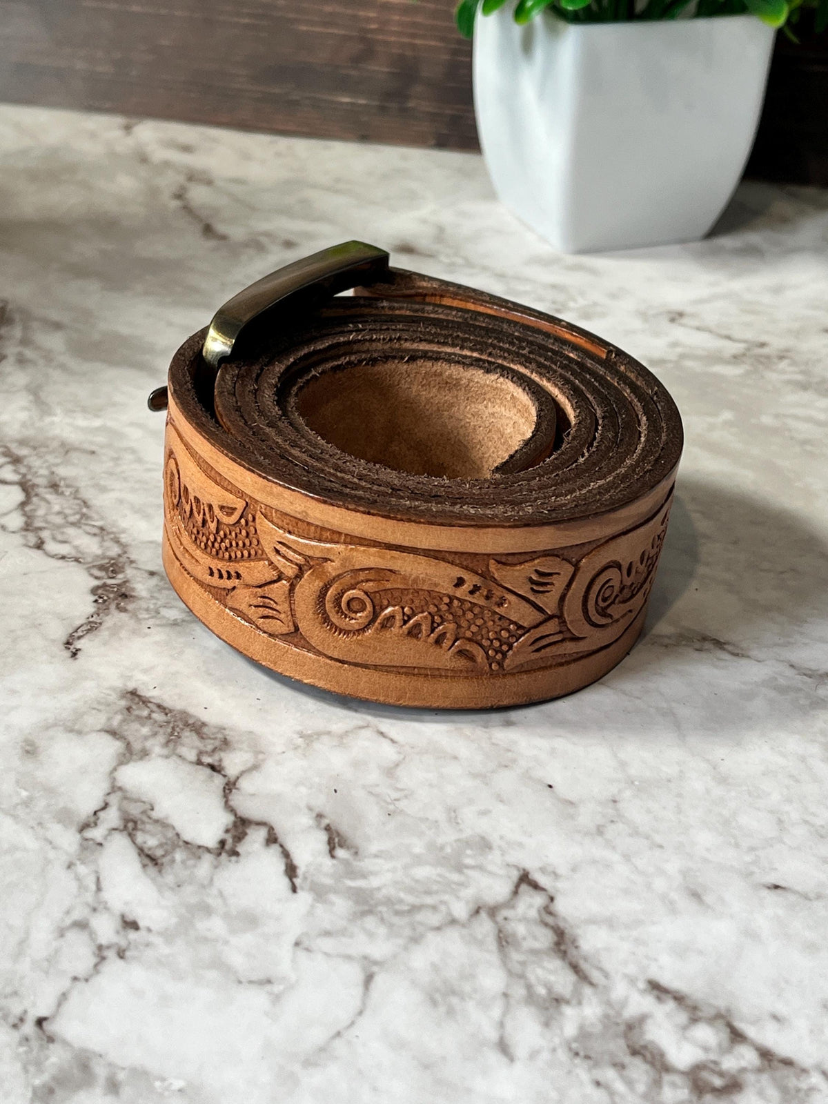 Western Leather Belt | Handmade Full Grain Leather Belt | Rustic Cowboy Belt | Men’s & Women’s Leather Belt | Antique Brass Buckle